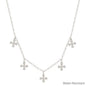 Water Resistant Silver Beaded Cross Charm Shape 16"-18" Necklace