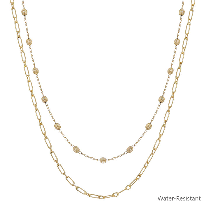 Water Resistant Double Layered Beaded 16"-18" Necklace