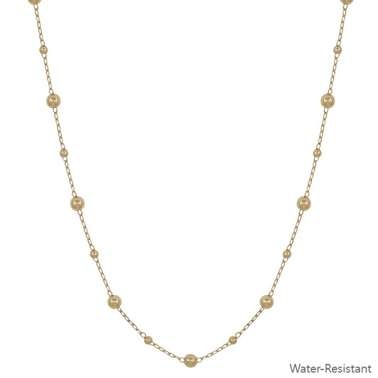 Gold Water Resistant Beaded with Chain  16"-18" Necklace