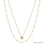 Water Resistant Gold Layered Beaded and Gold Cross 16"-18" Necklace