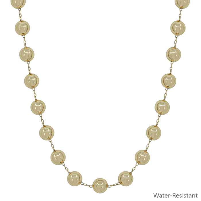 Water Resistant 10MM Beaded Gold and Chain 16"-18" Necklace