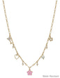 Water Resistant Gold Chain with Pink and Gold Flower Charms 16"-18" Necklace