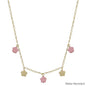 Water Resistant Gold Chain with Pink and Gold Flower Charms 16"-18" Necklace