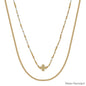 Water Resistant White Seed Bead with Gold Cross 16"-18" Necklace