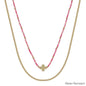 Water Resistant Pink Seed Bead with Gold Cross 16"-18" Necklace