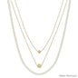 Water Resistant Triple Layered Pearl Beaded and Chain 16"-18" Necklace