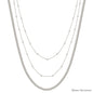 Water Resistant Triple Layered Thin Silver Chain with Beaded Layer 16"-18" Necklace