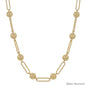Water Resistant Gold Open Oval and Gold Beaded 16"-18" Necklace