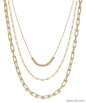 Water Resistant Gold Triple Layered Beaded and Gold Chain 16"-18" Necklace