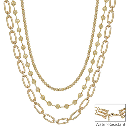 Gold Triple Layered 16"-18" Necklace