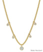 Water Resistant Gold Beaded with Graduated Crystal Circle Charms 16"-18" Necklace