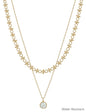 Water Resistant Layered Chain with Crystal Circle Charms 16"-18" Necklace