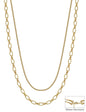 Water Resistant 2MM Beaded and Gold Chain Layered 16"-18" Necklace