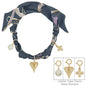 Black Knotted Scarf Necklace with Puffy Heart,Open Cross, and Bow Charm,  VERY POPULAR!