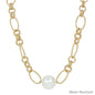 Water resistant Gold Open Chain with 22mm Pearl Bead 16"-18" Necklace