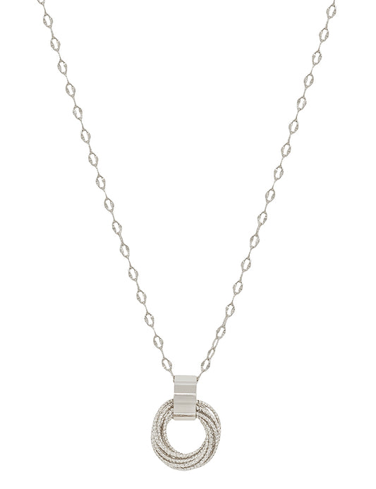 Silver Textured Chain with Layered Knot 16"-18" Necklace