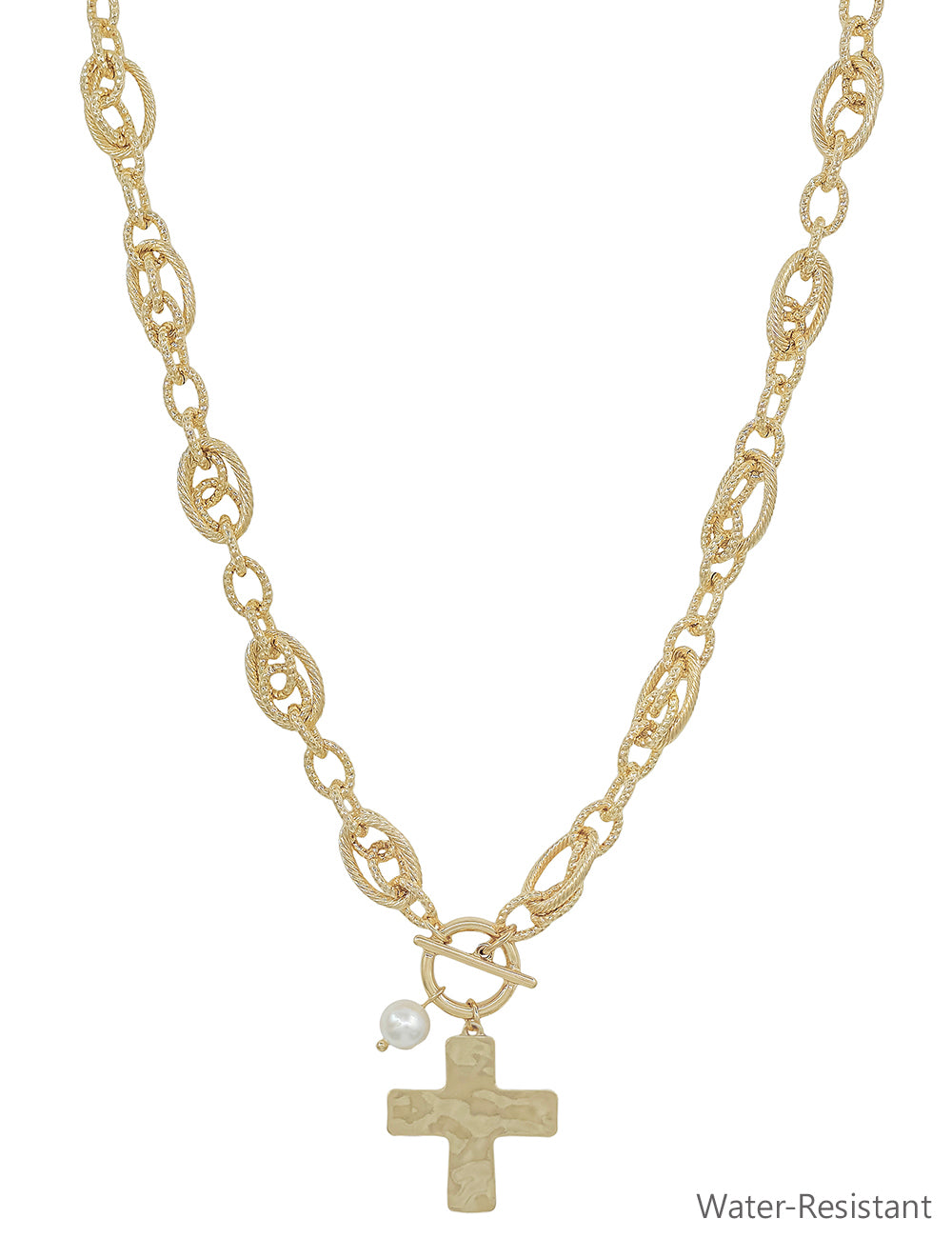 Chunky Linked Cross Charm 16"-18" Necklace