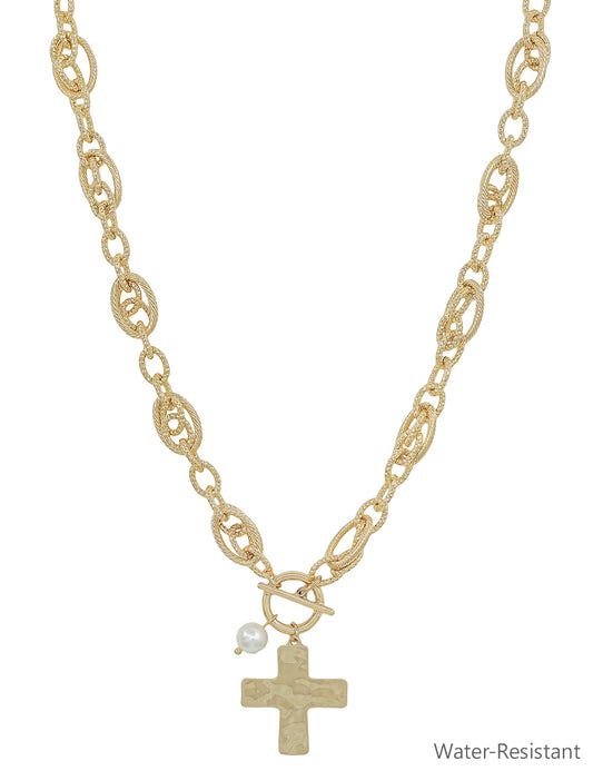 Chunky Linked Cross Charm 16"-18" Necklace