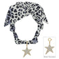 Black and White Leopard Print Scarf Necklace with Star Charm