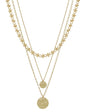 Gold Three Layer 10 and 20MM Beaded 16"-18" Chain Necklace