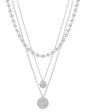 Silver Three Layer 10 and 20MM Beaded 16"-18" Chain Necklace