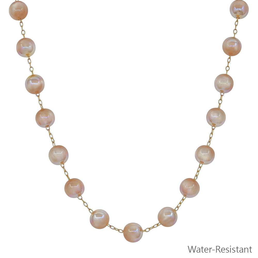 Gold Chain with 10MM Mocha "Candy" Beaded 17" Necklace