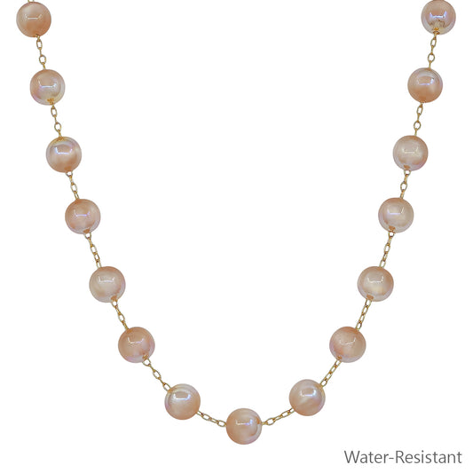 Gold Chain with 10MM Mocha "Candy" Beaded 17" Necklace