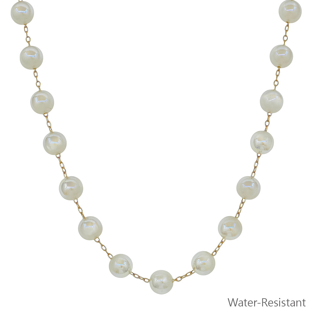 Gold Chain with 10MM White "Candy" Beaded 17" Necklace