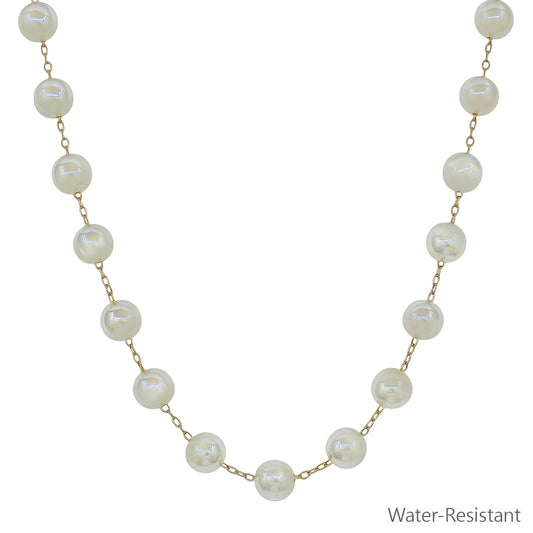 Gold Chain with 10MM White "Candy" Beaded 17" Necklace