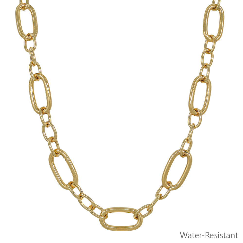 Water Resistant Gold Thick Open Chain 16"-18" Necklace