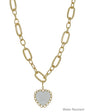 Gold Chunky Oval Link Chain with 1.5" Mother of Pearl Heart Charm Necklace