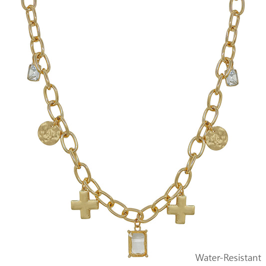 Oval Chain with Cross  16"-18" Chain Necklace