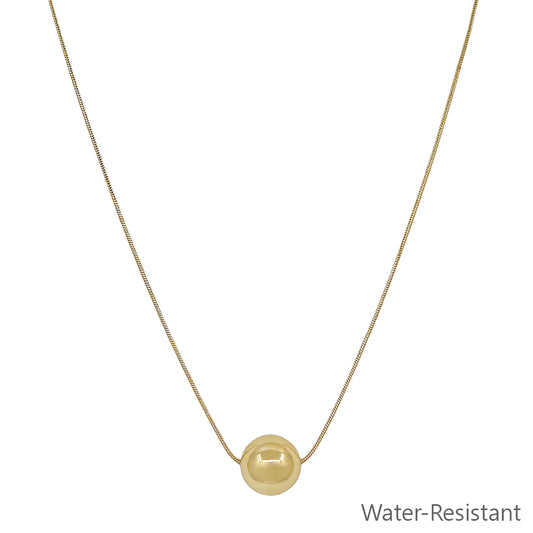 Water Resistant Gold Chain with 12MM Beaded Charm 16"-18" Necklace