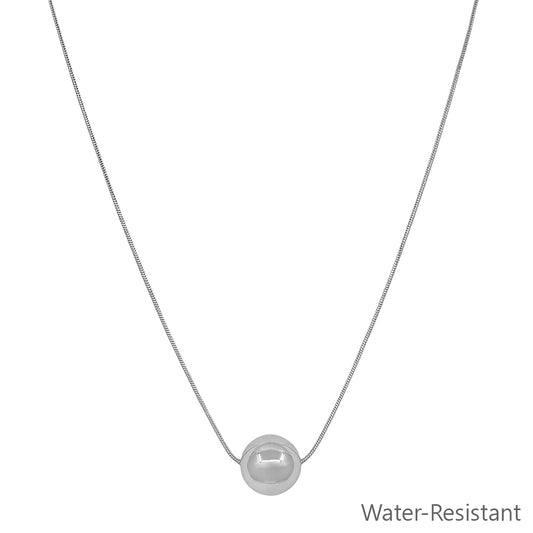 Water Resistant Silver Chain with 12MM Ball Charm 16"-18" Necklace