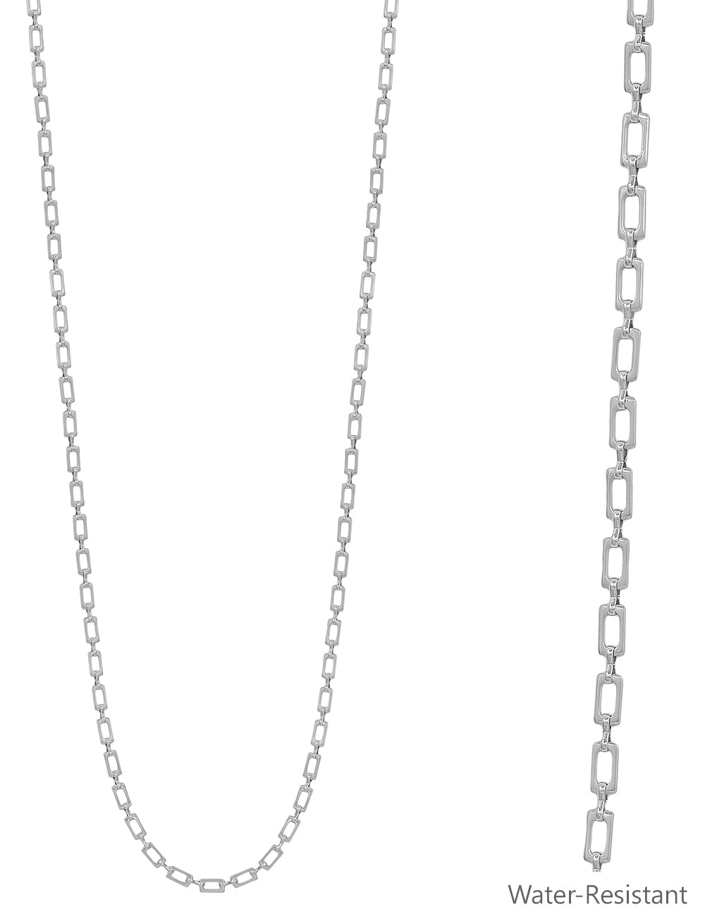 Silver Open Rectangle 34" Necklace