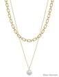 Gold Squared Chain with Freshwater Pearl Layered 16"-18" Necklace