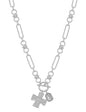Silver Open Chain with Hammered Cross and Rhinestone 16"-18" Necklace