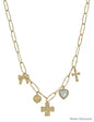 Water Resistant Open Chain with Bow, Cross, and Heart Charms 16"-18" Necklace