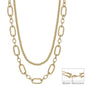 Gold Beaded Chain with Open Rectangle Layered Mutliway 16"-18" Necklace