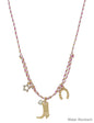 Pink Threaded with Cowboy Boot, Horseshoe, and Star 16"-18" Necklace