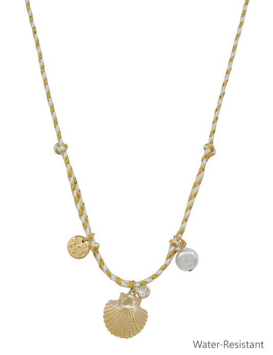 Cream and Natural Thread with Sealife Charms 16"-18" Necklace