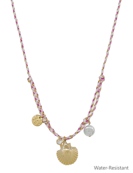 Pink and Natural Thread with Sealife Charms 16"-18" Necklace