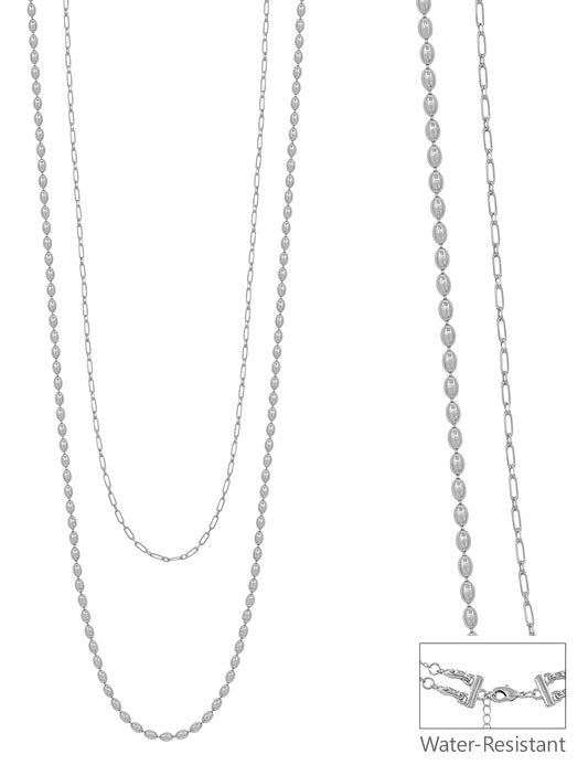 Silver Double Layered Chain 32" Necklace