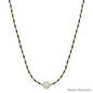 Black and Cream Wrapped Thread with Freshwater Pearl 16"-18" Necklace