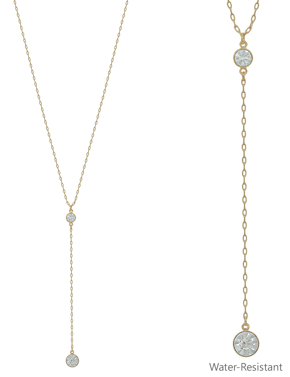 Clear Crystal Y Drop Rhinestone 16"-18" Necklace
