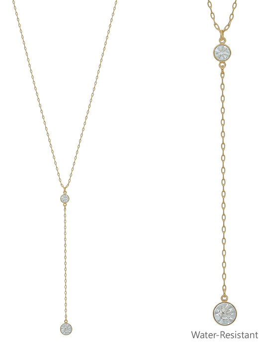 Clear Crystal Y Drop Rhinestone 16"-18" Necklace