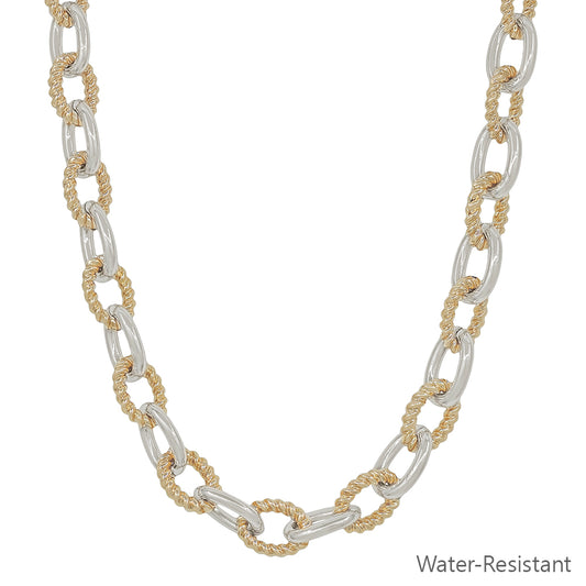 Water Resistant Gold and Silver Chunky Oval 16"-18" Chain Necklace