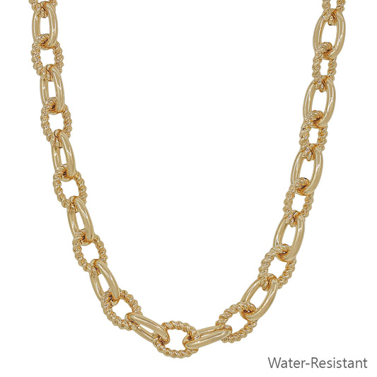 Water Resistant Gold Chunky Oval 16"-18" Chain Necklace