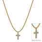 Water Resistant 3MM Gold Beaded with Rhinestone Cross Charm 16"-18" Necklace