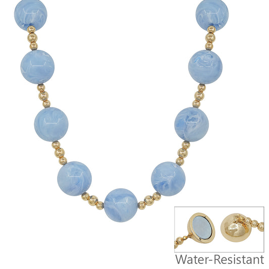 Water Resistant 20MM Large Blue Acrylic Beaded 18" Necklace